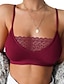 baratos Sutiãs &amp; Bralettes-Mulheres Sem Aro Esportivo Alças Fixas Copa 3/4 Decote em U Profundo Respirável Rendas Cor imaculada Fecho de puxar Encontro Festas &amp; Noite Casual / Diário Polyester Sexy 1pç Preto Branco