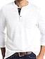cheap Men&#039;s Henley Shirts-Men&#039;s T shirt Tee Henley Shirt Long Sleeve White Black Gray Army Green Khaki Dark Gray Solid Color Stand Collar Casual Daily Button-Down Clothing Clothes Lightweight Casual Classic
