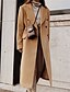 cheap Coats &amp; Trench Coats-Women&#039;s Coat Winter Fall Street Daily Going out Long Coat Double Breasted Warm Breathable Regular Fit Casual Jacket Long Sleeve Solid Color Khaki White