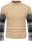 저렴한 남성 스웨터 &amp; 가디건-남성용 풀오버 스트라이프 컬러 블럭 캐쥬얼 긴 소매 스웨터 가디건 스탠드 가을 카키 블랙 커피