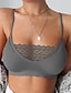 cheap Bras &amp; Bralettes-Women&#039;s Wireless Bras Sports Bras Fixed Straps 3/4 Cup Deep U Breathable Lace Pure Color Pull-On Closure Date Party &amp; Evening Casual Daily Polyester Sexy 1PC Black White