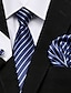 お買い得  メンズのネクタイ＆ボウタイ-男性用 ネクタイ ポケットチーフ カフスボタン セット オフィス 結婚式 フォーマル クラシック チェック 日常 イベント