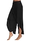 cheap Women&#039;s Pants-Women&#039;s Basic Essential Casual / Sporty Culottes Wide Leg Chinos Layered Split Ruffle Pants Casual Daily Stretchy Letter Mid Waist Loose White Black Wine Army Green Dark Gray S M L XL XXL / Yoga