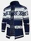 cheap Men&#039;s Cardigan Sweater-Men&#039;s Sweater Cardigan Knit Full Zip Knitted Geometric V Neck Stylish Vintage Style Causal Daily Wear Fall Winter Navy Blue M L XL / Acrylic / Long Sleeve / Hand wash / Washable / Unisex
