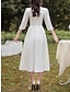 olcso Menyasszonyi ruhák-Mennyegző Kis fehér szoknyák Esküvői ruhák A-vonalú Szögletes Féhosszú Midi Szatén Menyasszonyi ruhák Val vel Rakott 2024