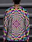 baratos Geométrico-Homens Camiseta 3D impressão Gola Redonda Vermelho Azul Verde Arco-íris Impressão 3D Ao ar livre Rua Manga Longa Imprimir Roupa Esportes Moda Roupa de Esporte Casual