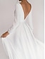 cheap Wedding Dresses-Bridal Shower Simple Wedding Dresses A-Line Square Neck Long Sleeve Ankle Length Chiffon Bridal Gowns With Pleats Summer Wedding Party 2024