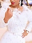 billiga Brudklänningar-Bridal Shower Glitter och glans Liten vit klänning Sexig Bröllopsklänningar Åtsmitande Över axeln Långärmad Ankellång Paljetter Brudklänningar Med Fjädrar / päls Pärldetaljer 2024