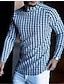 cheap Men-Men&#039;s T shirt Tee Houndstooth Plaid Turtleneck Casual Daily Long Sleeve Tops Lightweight Muscle Slim Fit Big and Tall Black / White Black Blue