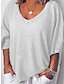 preiswerte T-Shirts für Damen-Damen Übergröße T Shirt Glatt Täglich Sport Urlaub Weiß Kurzarm Basic Brautkleider schlicht V Ausschnitt Frühling Herbst