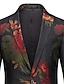 Недорогие Блейзер и куртка-Мужской активный уличный блейзер для вечеринок стандартного кроя с цветочным принтом, черный 2024