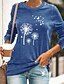 cheap Women&#039;s T-shirts-Women&#039;s T shirt Tee Designer Hot Stamping Graphic Butterfly Dandelion Design Long Sleeve Round Neck Daily Print Clothing Clothes Designer Basic Black Blue Yellow