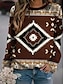 billige Hættetrøjer og sweatshirts til kvinder-Dame Sweatshirt bluse Geometrisk Beige Trykt mønster Afslappet Sport 3D-udskrivning Aktiv Etnisk Hættetrøjer Sweatshirts Blå Vin Sort