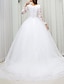 olcso Menyasszonyi ruhák-Eljegyzés Előírásos Esküvői ruhák Báli ruha V-alakú Hosszú ujj Udvariuszály Csipke Menyasszonyi ruhák Val vel Rátétek 2024
