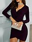 cheap Dresses-Women&#039;s Short Mini Dress Sheath Dress Green White Black Purple Pink Dark Blue Navy Blue Beige Light Blue Long Sleeve Ruched Patchwork Plus High Low Solid Color V Neck Fall Spring Party Hot Sexy 2022