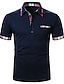cheap Classic Polo-Men&#039;s Polo Shirt Golf Shirt Tennis Shirt Collar Basic Vintage Streetwear Fall Short Sleeve Navy Blue Solid Colored Collar Button Down Collar School Work Patchwork Clothing Clothes Polyester Basic