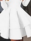 رخيصةأون فساتين الحفلات-نسائي فستان شكل حرف A فستان طول الركبة أسود أبيض أحمر كم طويل لون الصلبة متعدد الطبقات الصيف الربيع دون الكتف حار حفلة كوكتيل 2023 S M L XL XXL
