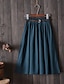 cheap Plain Skirts-Women&#039;s Skirt Swing Long Skirt Midi Skirts Pleated Solid Colored Office / Career Going out Summer Polyester Streetwear Summer Yellow Red Navy Blue Blue