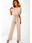 cheap Party Dresses-Jumpsuits Minimalist Elegant Wedding Guest Engagement Dress Boat Neck Short Sleeve Floor Length Polyester with Strappy 2022