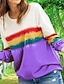 preiswerte Kapuzenpullis &amp; Sweatshirts in Übergrößen-Damen Übergröße Oberteile Bluse Hemd Regenbogen Farbverläufe Bedruckt Langarm Rundhalsausschnitt Strassenmode Täglich Wochenende Polyester Herbst Grün Blau