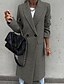 cheap Women&#039;s Coats &amp; Trench Coats-Women&#039;s Coat Work Street Daily Winter Fall Long Coat Regular Fit Warm Breathable Casual Jacket Long Sleeve Solid Color Green Black Khaki / Business / Pocket