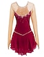 abordables Tenues de patinage artistique-Robe de Patinage Artistique Femme Fille Patinage Robes Tenue Violet claire Pourpre foncé Rouge foncé Fleur Haute élasticité Compétition Tenue de Patinage Fait à la main Classique manche longue