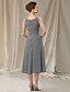 cheap Mother of the Bride Dresses-Two Piece A-Line Mother of the Bride Dress Elegant Jewel Neck Tea Length Chiffon Lace Sleeveless with Sequin 2022