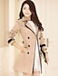 cheap Coats &amp; Trench Coats-Women&#039;s Trench Coat Fall Winter Spring Daily Long Coat Regular Fit Jacket Long Sleeve Classic Style Solid Colored Black Khaki