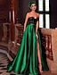זול שמלות ערב-שמלת ערב בשמלת וינטג&#039; שמלת אדומה ירוקה שמלת מגרש אירוסין רכבת ללא שרוולים סאטן מתוקה עם כיס רקמה שסע 2024