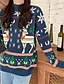 billiga Tröjor-dam jultröja tröja ful tröja stickad djur snygg ledig mjuk långärmad tröja koftor rund hals höst vinter blå grön röd