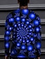 お買い得  メンズ3DＴシャツ-男性用 Tシャツ 3Dプリント グラフィック 円形 ラウンドネック カジュアル 日常 3Dプリント 長袖 トップの カジュアル ファッション デザイナー 快適 ブルー ルビーレッド イエロー