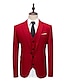 ieftine Costume-burgundy alb roșu costume de afaceri pentru nuntă pentru bărbați costume de mire de afaceri formale 3 piese colorate unite, croite, pe un singur piept, cu un singur buton 2024