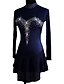 cheap Ice Skating Dresses , Pants &amp; Jackets-Figure Skating Dress Women&#039;s Girls&#039; Ice Skating Dress Outfits Dark Navy Aquamarine Mesh Spandex High Elasticity Practice Professional Competition Skating Wear Anatomic Design Quick Dry Handmade