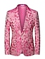 cheap Blazer&amp;Jacket-Men&#039;s Party Sparkle Elegant Blazer Jacket Regular Tailored Fit Regular Fit Print Single Breasted One-button Yellow Pink Blue Ginger Purple Fuchsia 2024