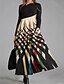 abordables Maxi Dresses-Women&#039;s Shift Dress Maxi long Dress Rainbow Long Sleeve Striped Color Block Print Fall Winter Round Neck Personalized Casual Vintage 2022 M L XL XXL 3XL