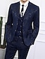 cheap Suits-Black/Dark Navy Men&#039;s Prom Suits Wedding Party Suits Printed Banquet Dinner Prom Wear 3 Piece Suits Standard Fit Single Breasted Two-buttons 2024