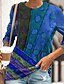 cheap Women&#039;s T-shirts-Women&#039;s T shirt Tee Designer 3D Print Graphic Geometric Design Long Sleeve Round Neck Daily Print Clothing Clothes Designer Basic Ethnic Green Blue Purple
