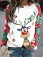 cheap Women&#039;s Hoodies &amp; Sweatshirts-Women&#039;s Sweatshirt Pullover Plaid Snowflake Reindeer Print Casual Sports 3D Print Active Streetwear Hoodies Sweatshirts  Wine Red Black Fuchsia