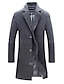 cheap Men&#039;s Trench Coat-Men&#039;s Winter Coat Overcoat Trench Coat Business Casual Winter Fall Cotton Outerwear Clothing Apparel Basic Vintage Solid Colored Notch lapel collar