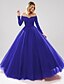 cheap Evening Dresses-Ball Gown Evening Dresses Sparkle Dress Quinceanera Floor Length Long Sleeve Off Shoulder Tulle with Beading Sequin 2022 / Prom / Sparkle &amp; Shine
