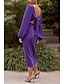 cheap Cocktail Dresses-Sheath / Column Cocktail Dresses Elegant Dress Wedding Guest Party Wear Tea Length Long Sleeve Boat Neck Fall Wedding Guest Stretch Chiffon with Pure Color 2024