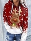 cheap Women&#039;s Hoodies &amp; Sweatshirts-Women&#039;s Hoodie Sweatshirt Reindeer Rudolph Front Pocket Print Christmas Christmas Gifts Casual 3D Print Active Streetwear Hoodies Sweatshirts  Red