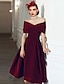 זול שמלות קוקטייל-שמלת קוקטייל שחורה בקו שמלת שנות החמישים שמלת סתיו שמלת כלה לאורחת שרוול קצר באורך הברך קטיפה עם קפלים בצבע טהור 2024