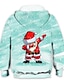 billige Hoodies &amp; Sweatshirts-Kids Boys&#039; Christmas Hoodie Long Sleeve Light Blue 3D Print Santa Claus Daily Indoor Outdoor Active Fashion Daily Sports 3-12 Years