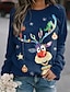 cheap Women&#039;s Hoodies &amp; Sweatshirts-Women&#039;s Sweatshirt Pullover Reindeer Elk Rudolph Print Casual Sports 3D Print Active Streetwear Hoodies Sweatshirts  Black Green Red
