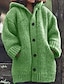 お買い得  女性用プラスサイズのアウター-女性用 プラスサイズ 冬物コート コート ボタン ポケット 純色 アウトドア カジュアル 長袖 フード付き レギュラー 冬 秋 グリーン ブラック ブルー L XL XXL 3XL 4XL