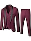 cheap Tuxedo Suits-Black Red Burgundy Men&#039;s Wedding Party Evening Tuxedos Solid Colored 3 Piece Standard Fit Single Breasted One-button 2023