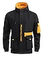 cheap Men&#039;s Jackets &amp; Coats-Men&#039;s Jacket Regular Pocket Coat Black Gray Yellow Casual Street Fall Zipper Hoodie Regular Fit XL XXL 3XL 4XL / Spring / Long Sleeve / Letter