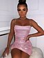 cheap Party Dresses-Women&#039;s Short Mini Dress Bodycon Pink Light Green Sleeveless Backless Sequins Ruched Pure Color Cold Shoulder Spring Summer Party Personalized Stylish Hot 2022 Slim S M L XL XXL