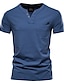 preiswerte Lässige T-Shirts für Herren-Herren T Shirt Henley Shirt V Ausschnitt Essential Kurzarm Hellblau Marineblau Denim Blue Grün Weiß Schwarz V Ausschnitt Kleidung Baumwolle Essential